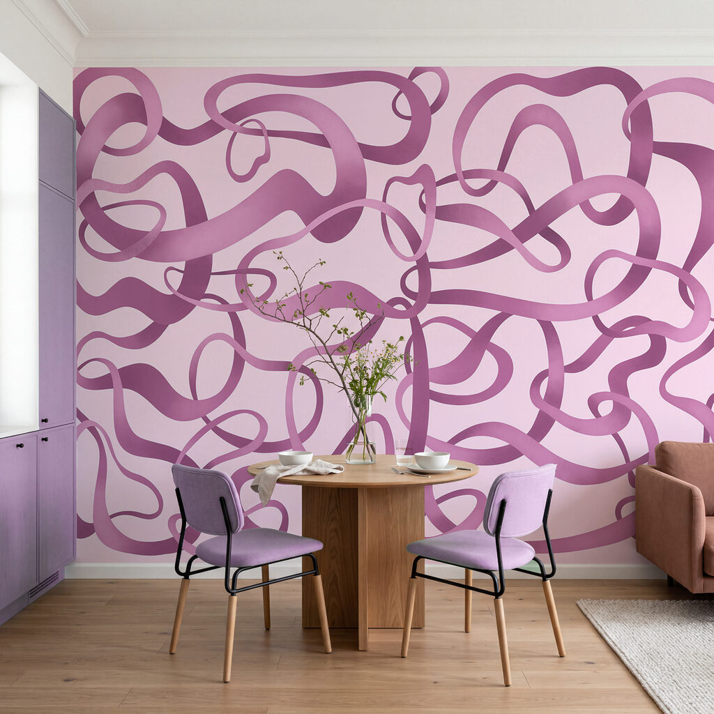 Wall mural Pink and purple swirly lines (SKU: t01168v3) Wall mural Pink and purple swirly lines (SKU: t01168v3)