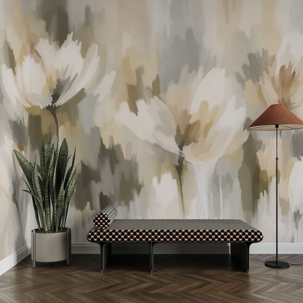Wall mural Painting of flowers in a blurry background (SKU: t01189v1) Wall mural Painting of flowers in a blurry background (SKU: t01189v1)