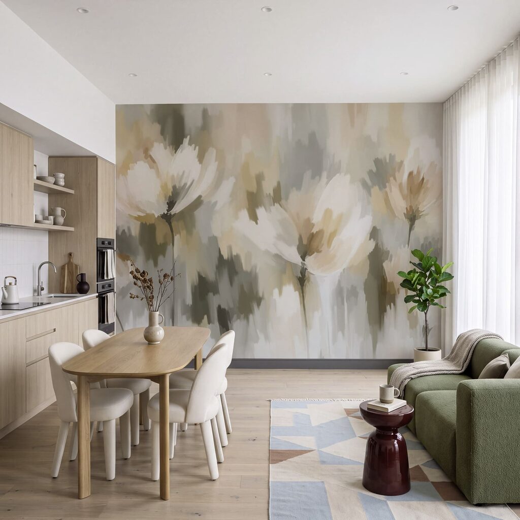 Wall mural Painting of flowers in a blurry background (SKU: t01189v1) Wall mural Painting of flowers in a blurry background (SKU: t01189v1)
