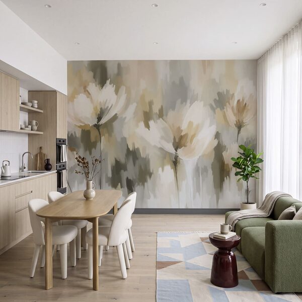 Wall mural Painting of flowers in a blurry background (SKU: t01189v1) Wall mural Painting of flowers in a blurry background (SKU: t01189v1)