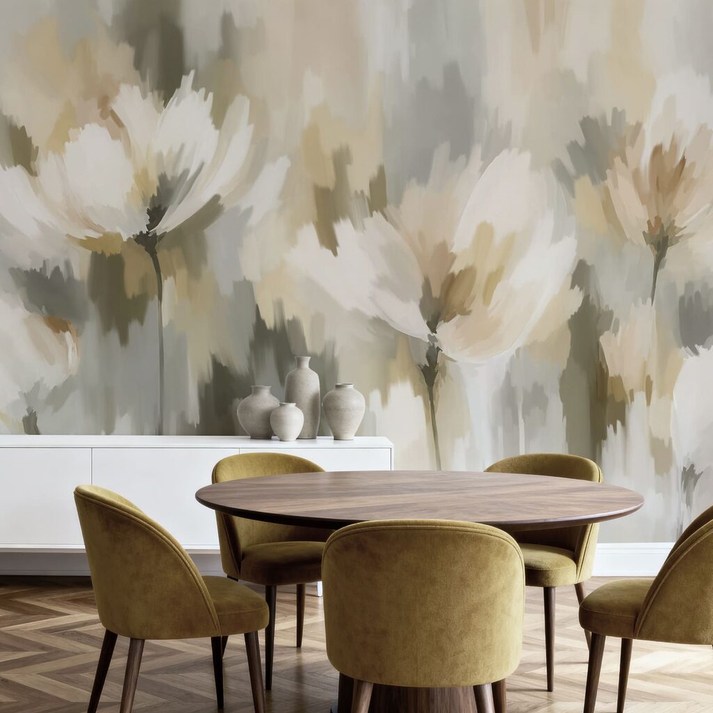 Wall mural Painting of flowers in a blurry background (SKU: t01189v1) Wall mural Painting of flowers in a blurry background (SKU: t01189v1)