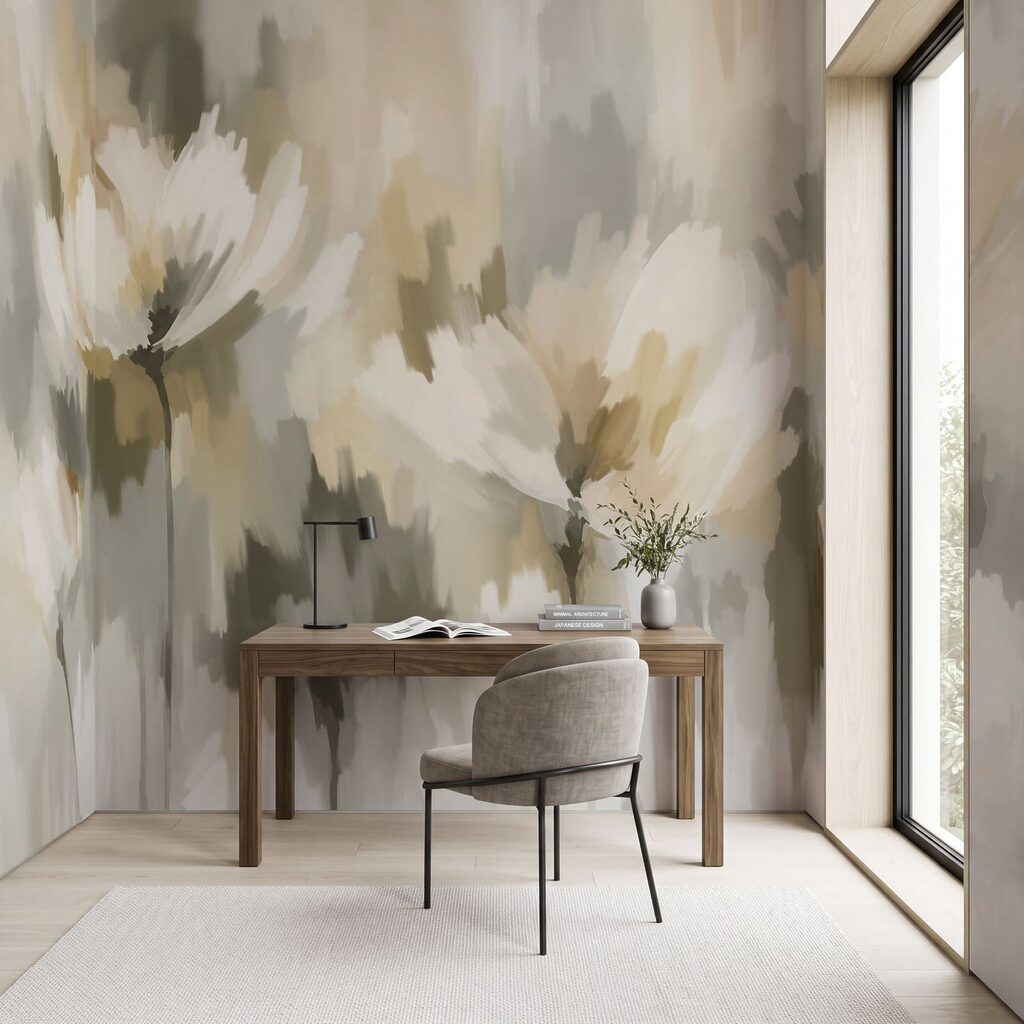 Wall mural Painting of flowers in a blurry background (SKU: t01189v1) Wall mural Painting of flowers in a blurry background (SKU: t01189v1)