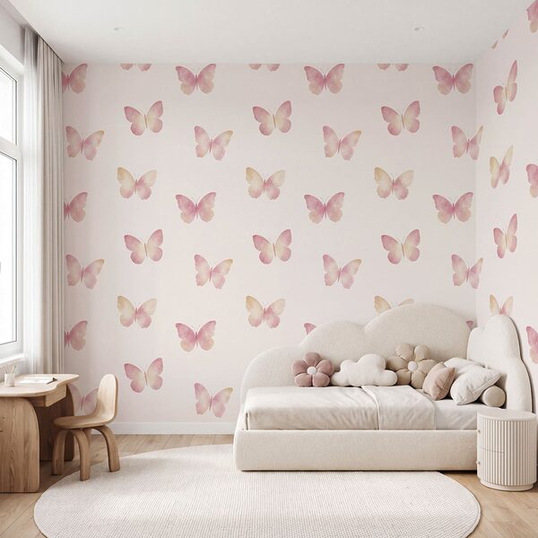 Wall mural Pattern of butterflies on a white background (SKU: t01190) Wall mural Pattern of butterflies on a white background (SKU: t01190)