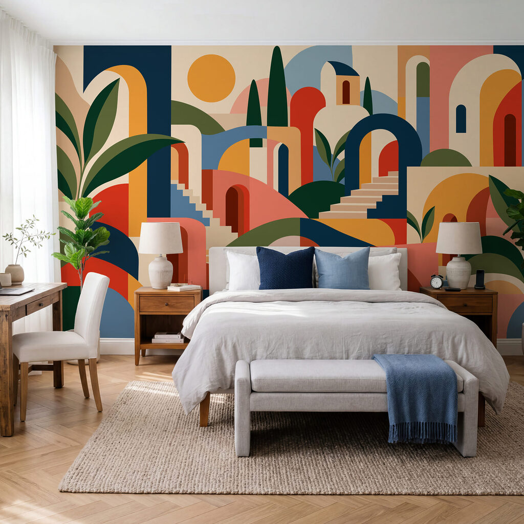 Wall mural Colorful art of a city (SKU: t01143)