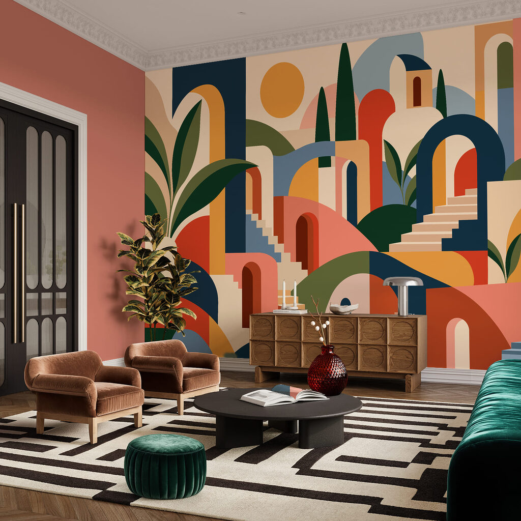 Wall mural Colorful art of a city (SKU: t01143)