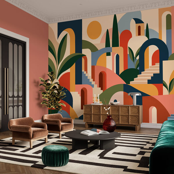 Wall mural Colorful art of a city (SKU: t01143)