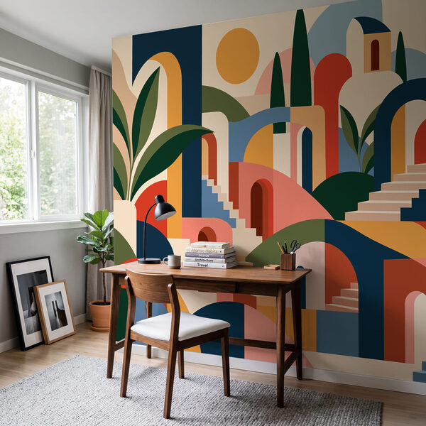 Wall mural Colorful art of a city (SKU: t01143)