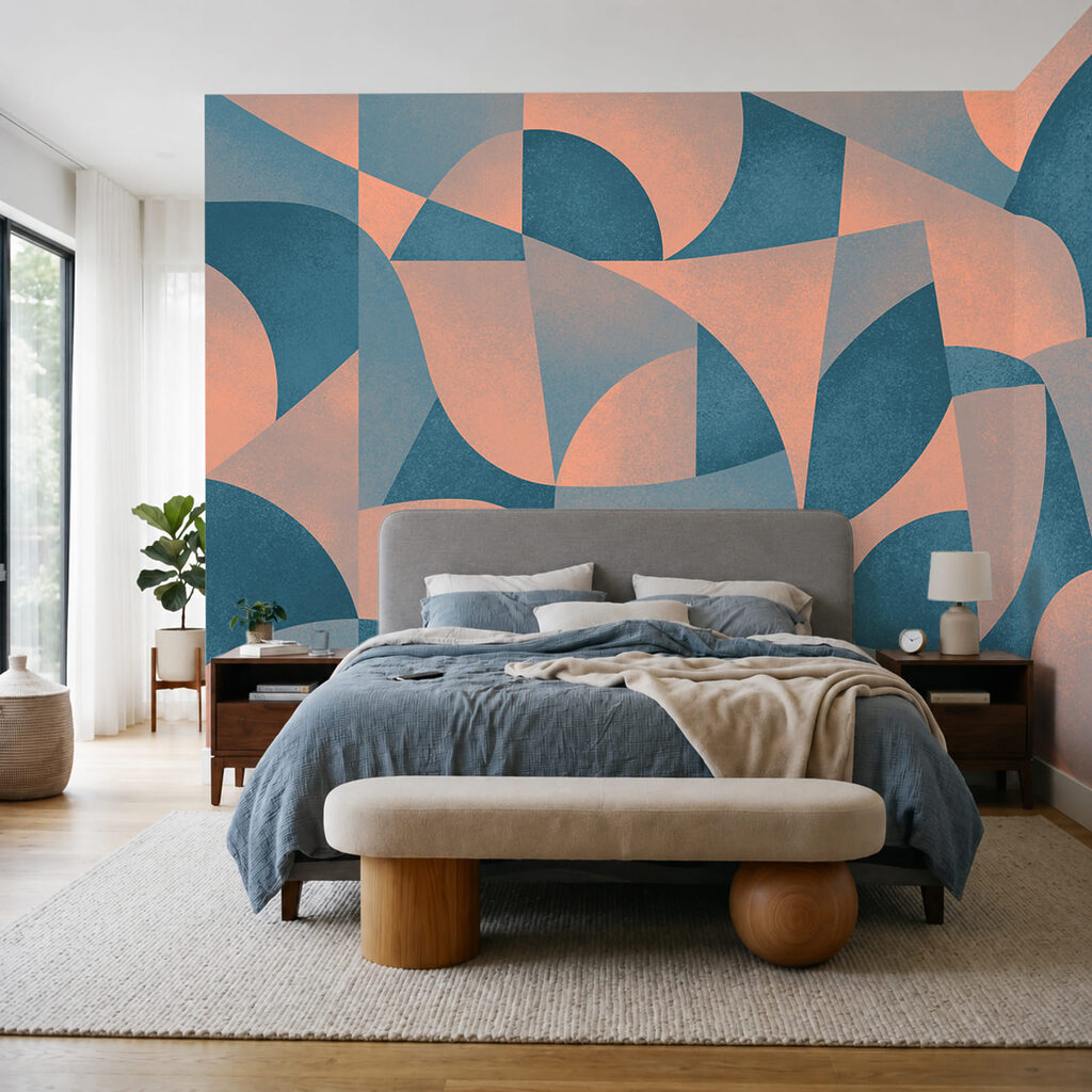 Wall mural Blue and pink geometric pattern (SKU: t01144)