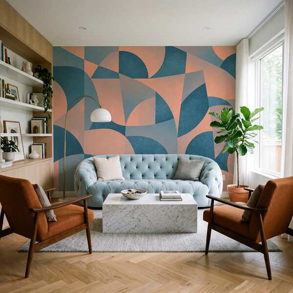Wall mural Blue and pink geometric pattern (SKU: t01144)