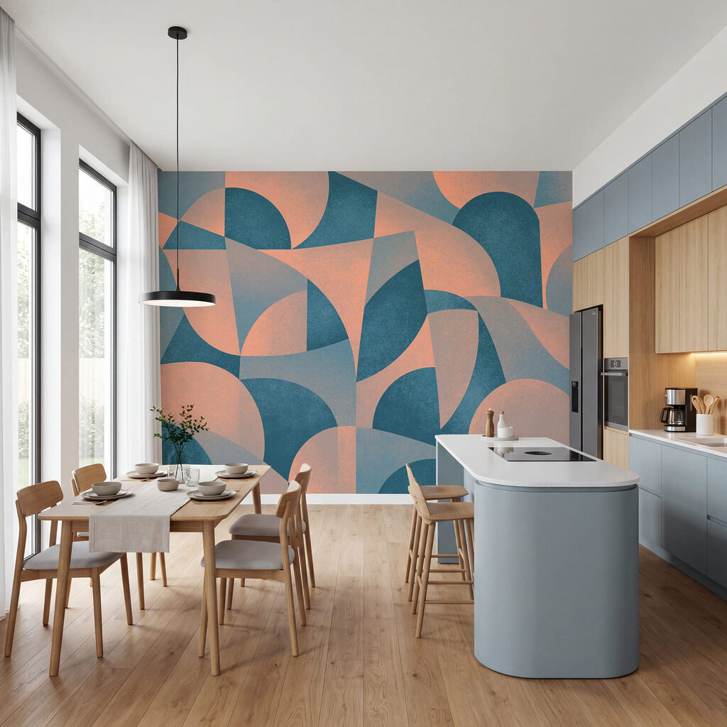 Wall mural Blue and pink geometric pattern (SKU: t01144)
