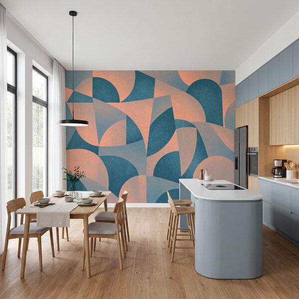 Wall mural Blue and pink geometric pattern (SKU: t01144)