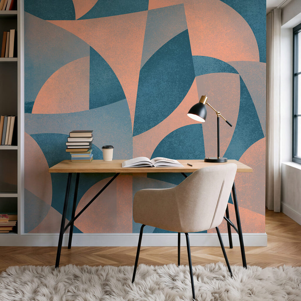 Wall mural Blue and pink geometric pattern (SKU: t01144)