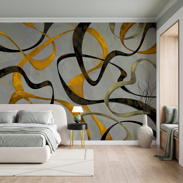 Wall mural Colorful swirls on a grey background (SKU: t01146)