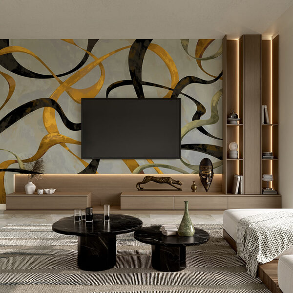 Wall mural Colorful swirls on a grey background (SKU: t01146)
