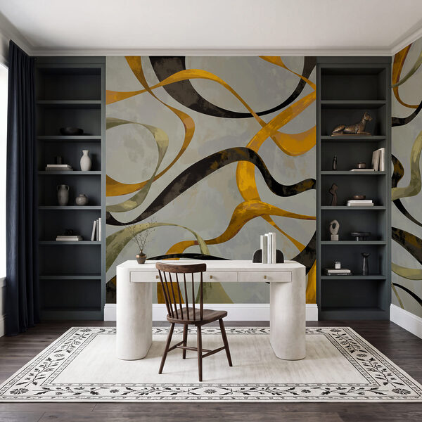 Wall mural Colorful swirls on a grey background (SKU: t01146)