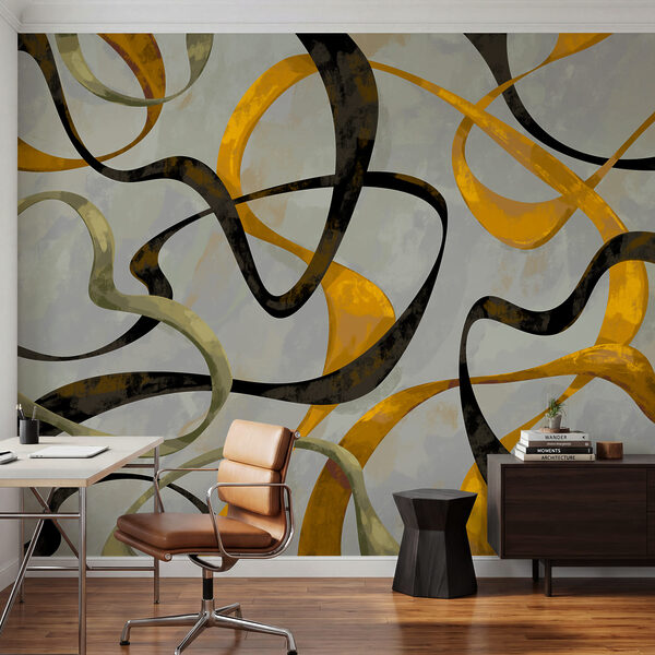 Wall mural Colorful swirls on a grey background (SKU: t01146)