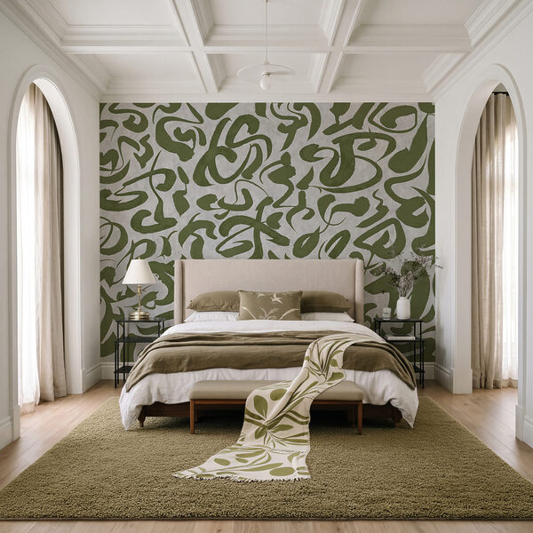 Wall mural Pattern of green and grey lines (SKU: t01147v1)