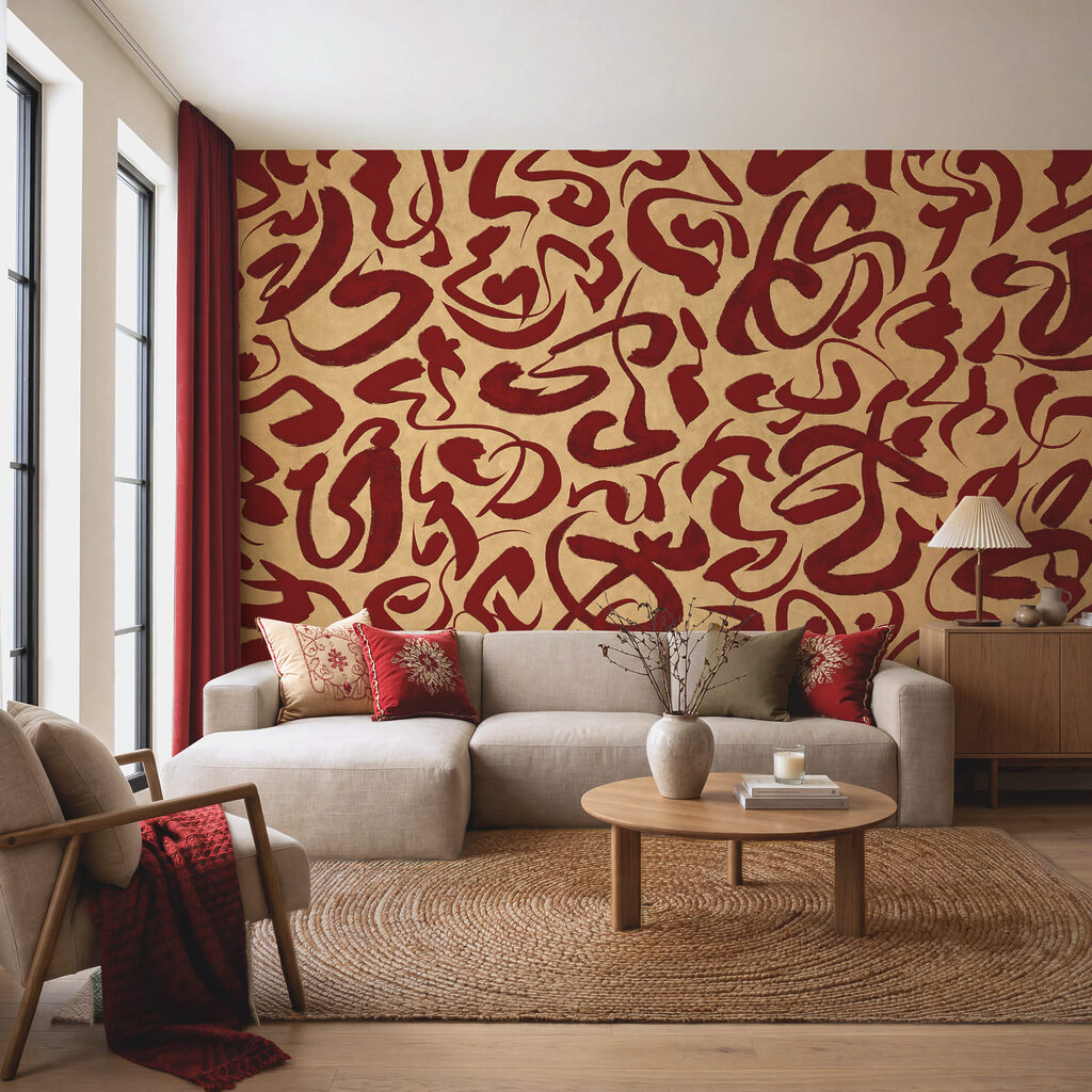 Wall mural Pattern of red lines (SKU: t01147v2) Wall mural Pattern of red lines (SKU: t01147v2)