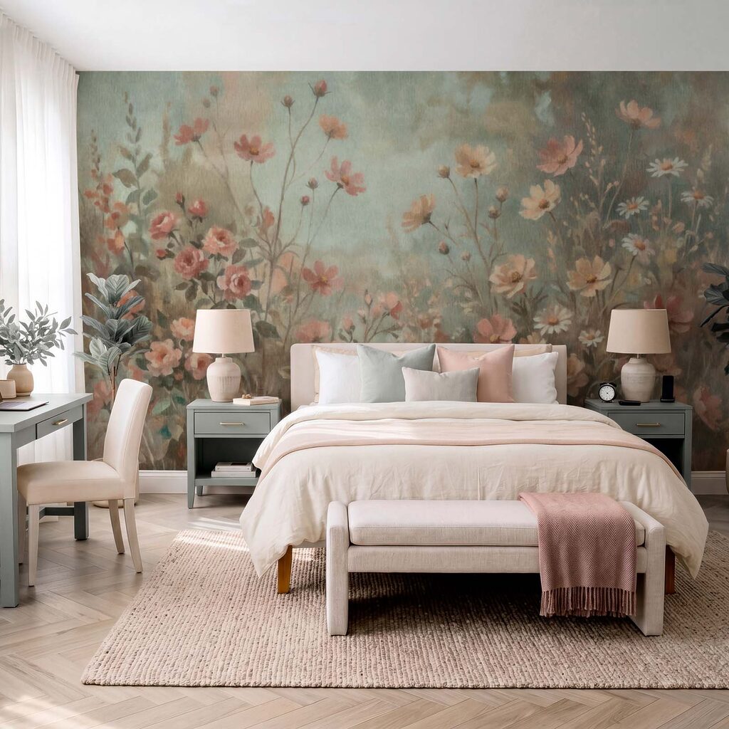Wall mural Painting of flowers and plants (SKU: t01158) Wall mural Painting of flowers and plants (SKU: t01158)