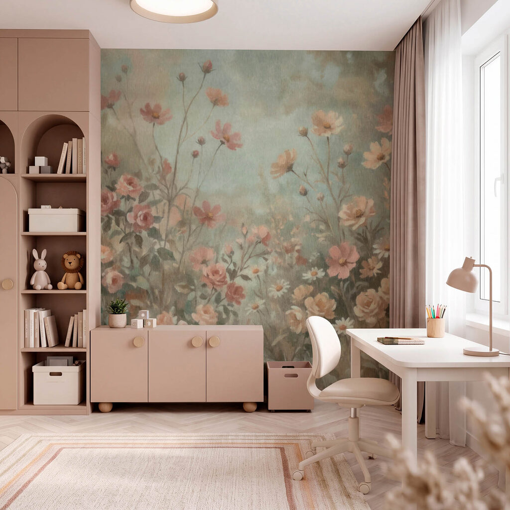 Wall mural Painting of flowers and plants (SKU: t01158) Wall mural Painting of flowers and plants (SKU: t01158)