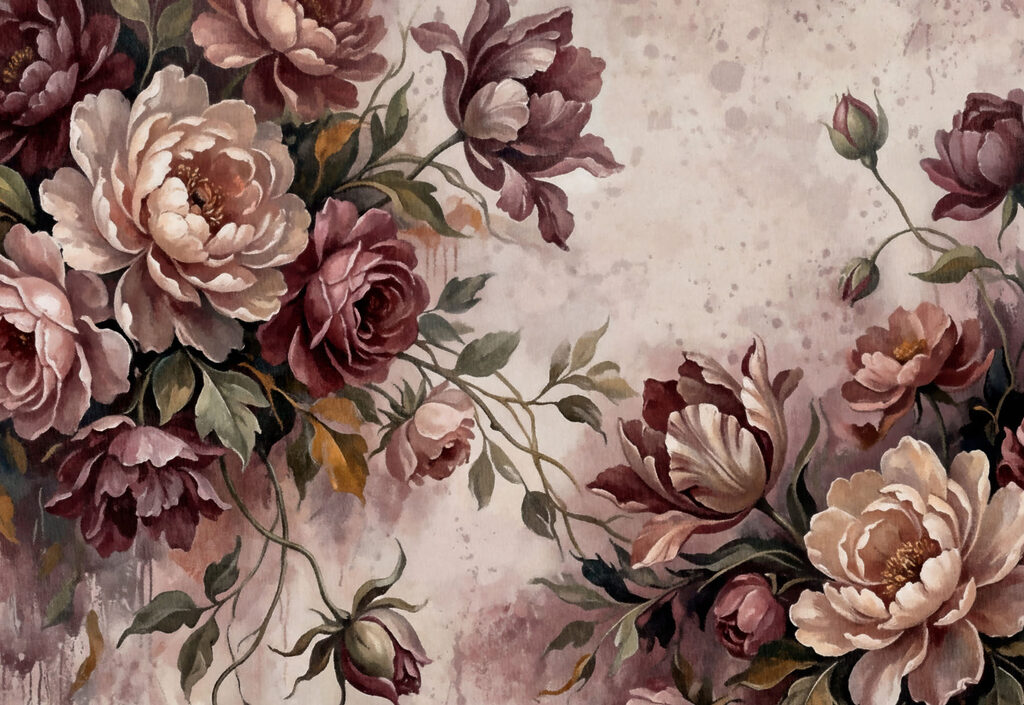 Wall mural - Elegant blooms in soft hues (SKU: t01161)