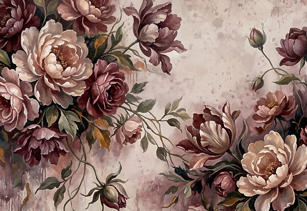 Wall mural - Elegant blooms in soft hues (SKU: t01161)