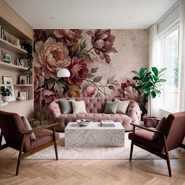 Wall mural - Elegant blooms in soft hues (SKU: t01161)