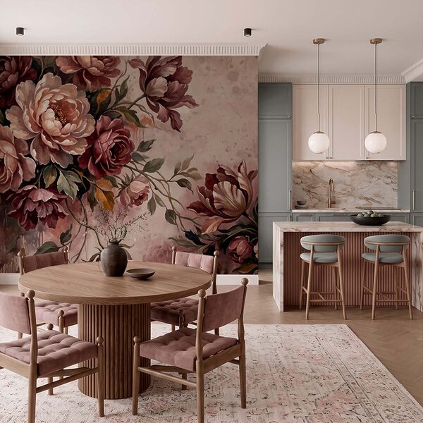 Wall mural - Elegant blooms in soft hues (SKU: t01161)