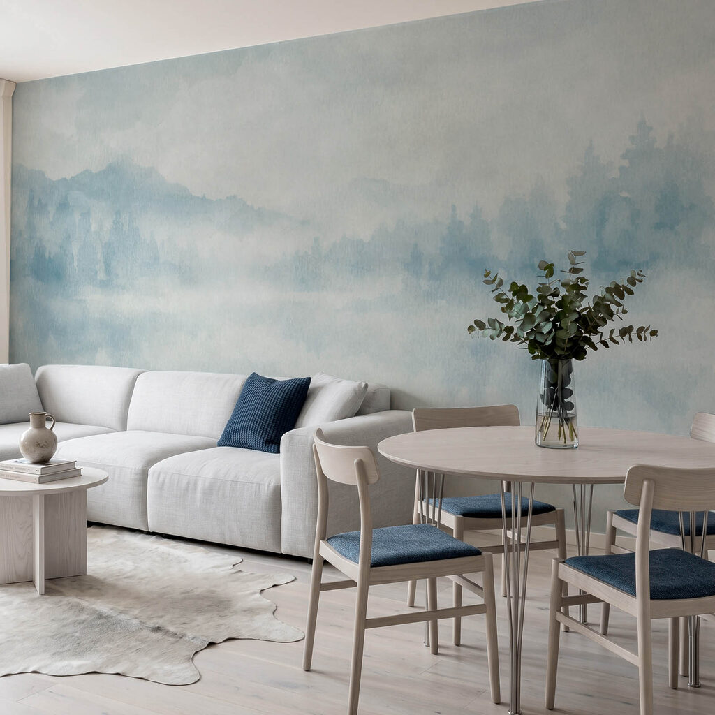 Wall mural Foggy landscape with trees (SKU: t01162) Wall mural Foggy landscape with trees (SKU: t01162)