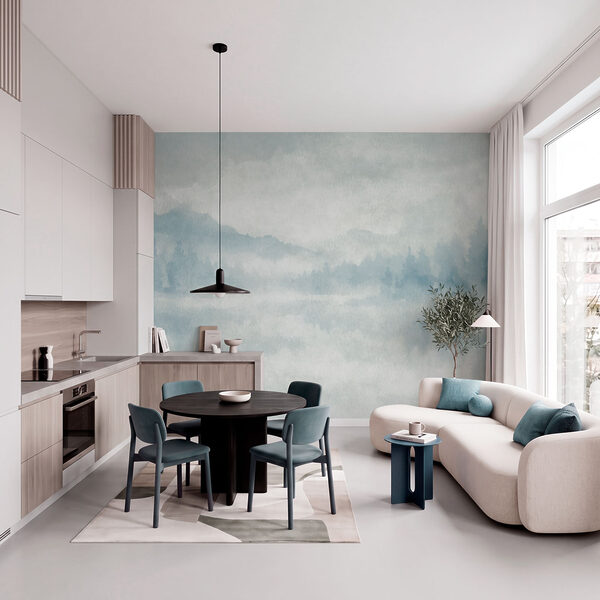 Wall mural Foggy landscape with trees (SKU: t01162) Wall mural Foggy landscape with trees (SKU: t01162)